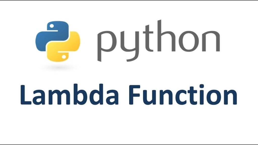 Python logo with the phrase “Lambda Function” below it on a white background