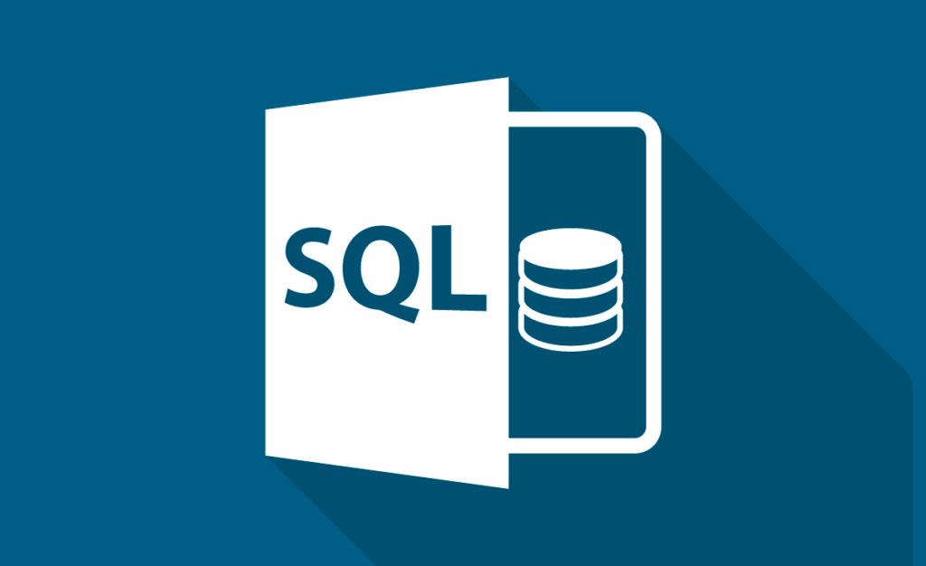 A white folder icon with the text "SQL" and a database symbol inside. The background is a dark blue color.